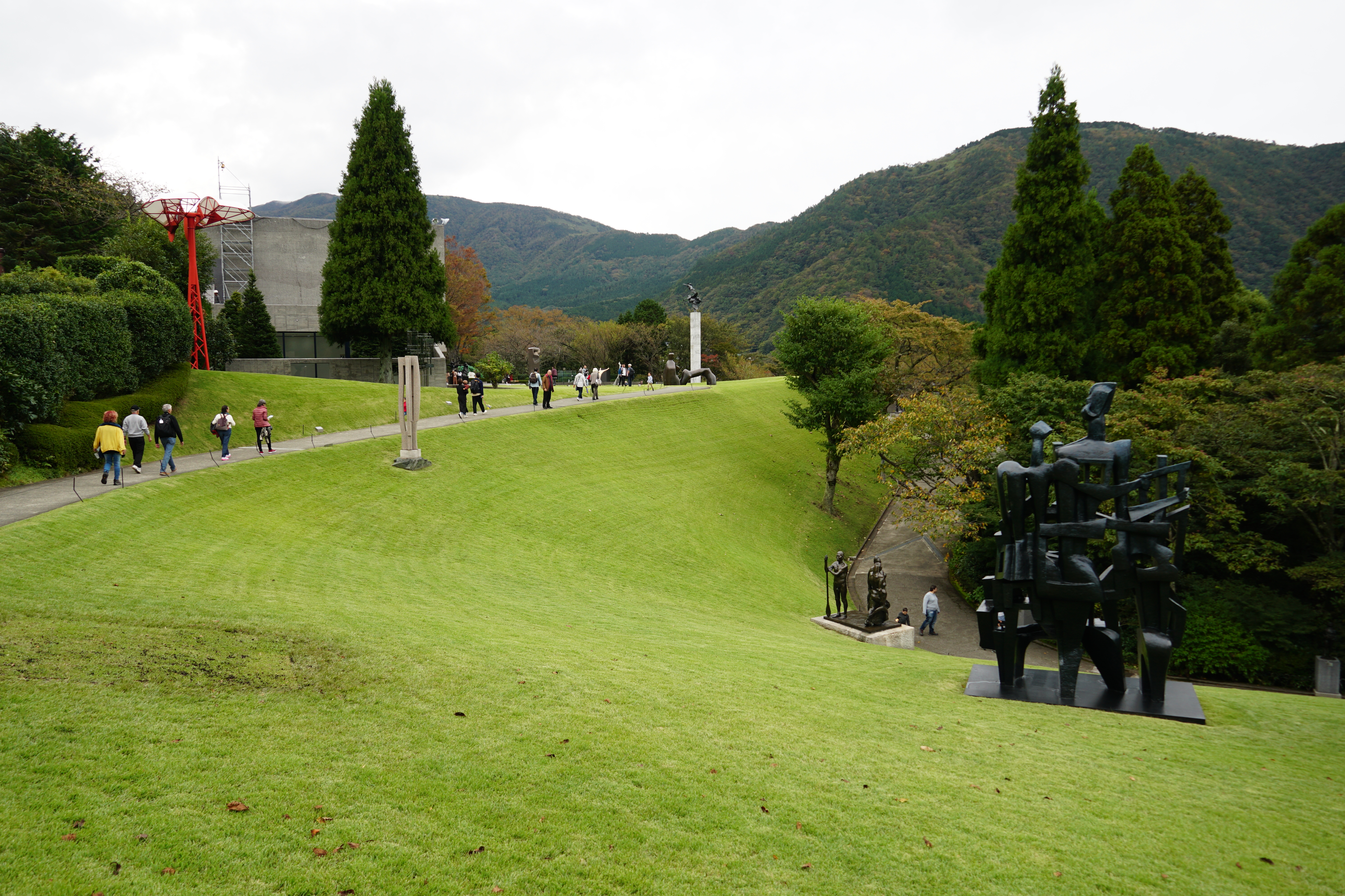 Sculptures on rolling lawns at Hakone Open-Air Museum