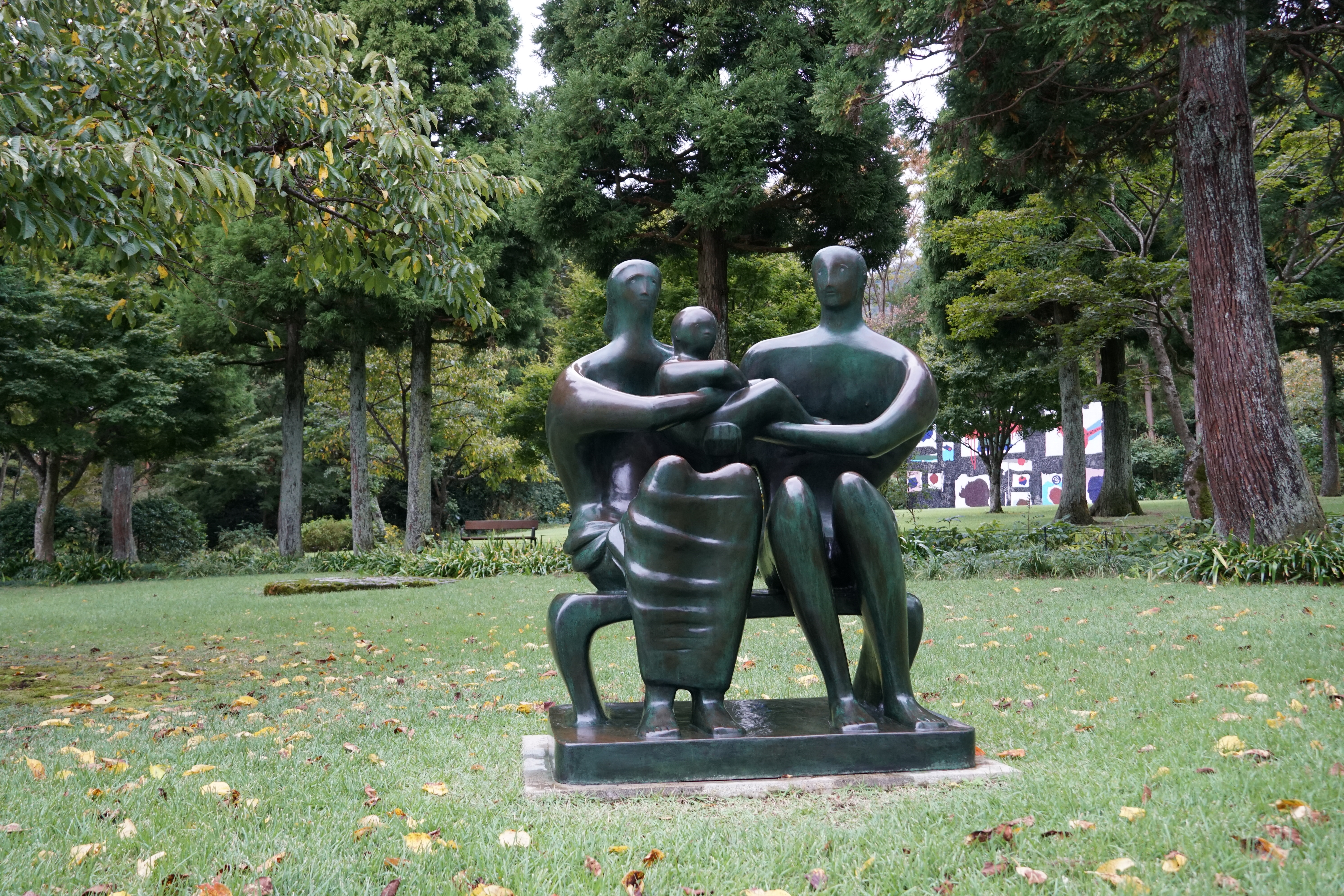 Reclining bronze figure sculpture on the grounds