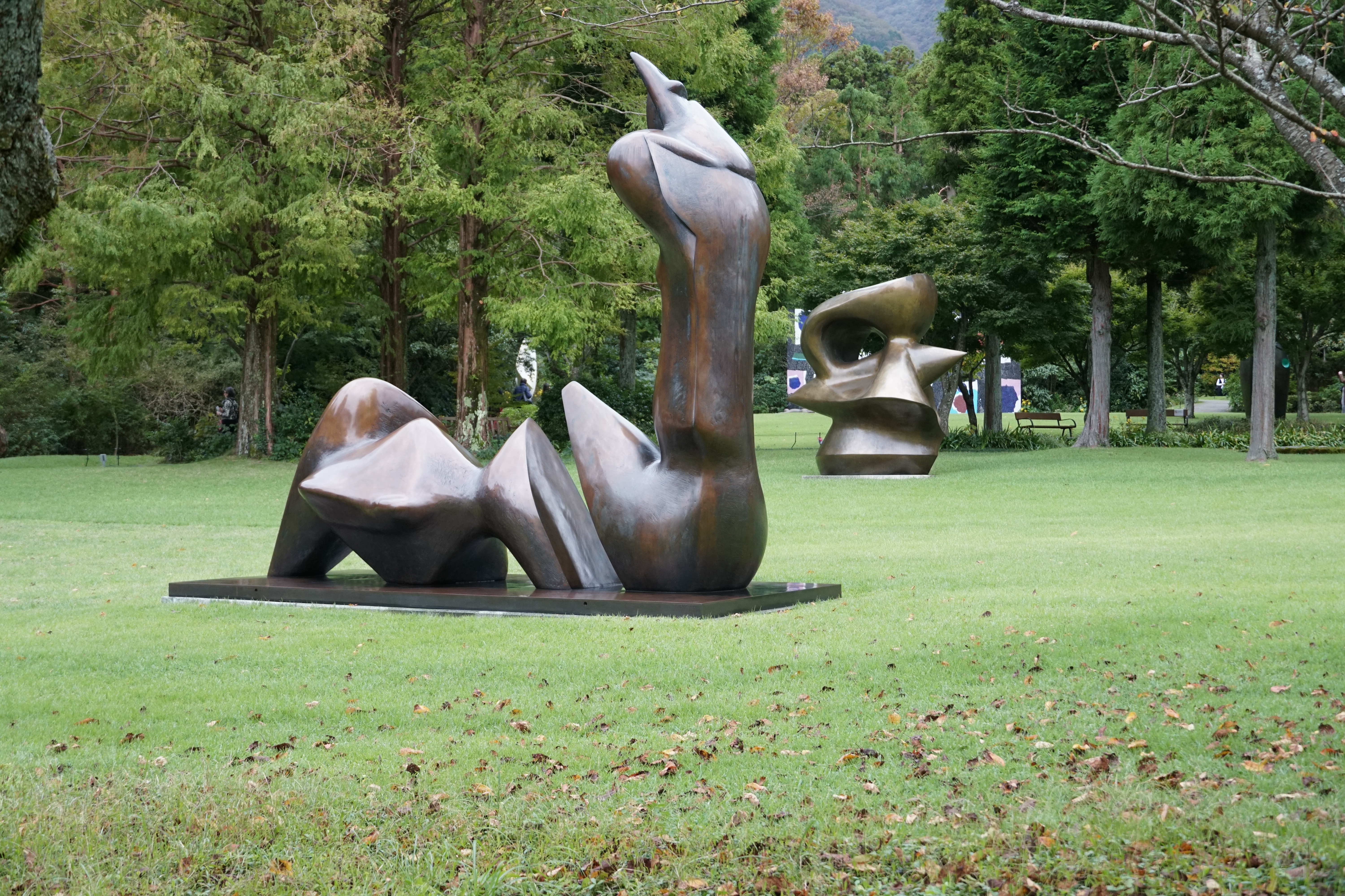 Garden path winding between sculptures