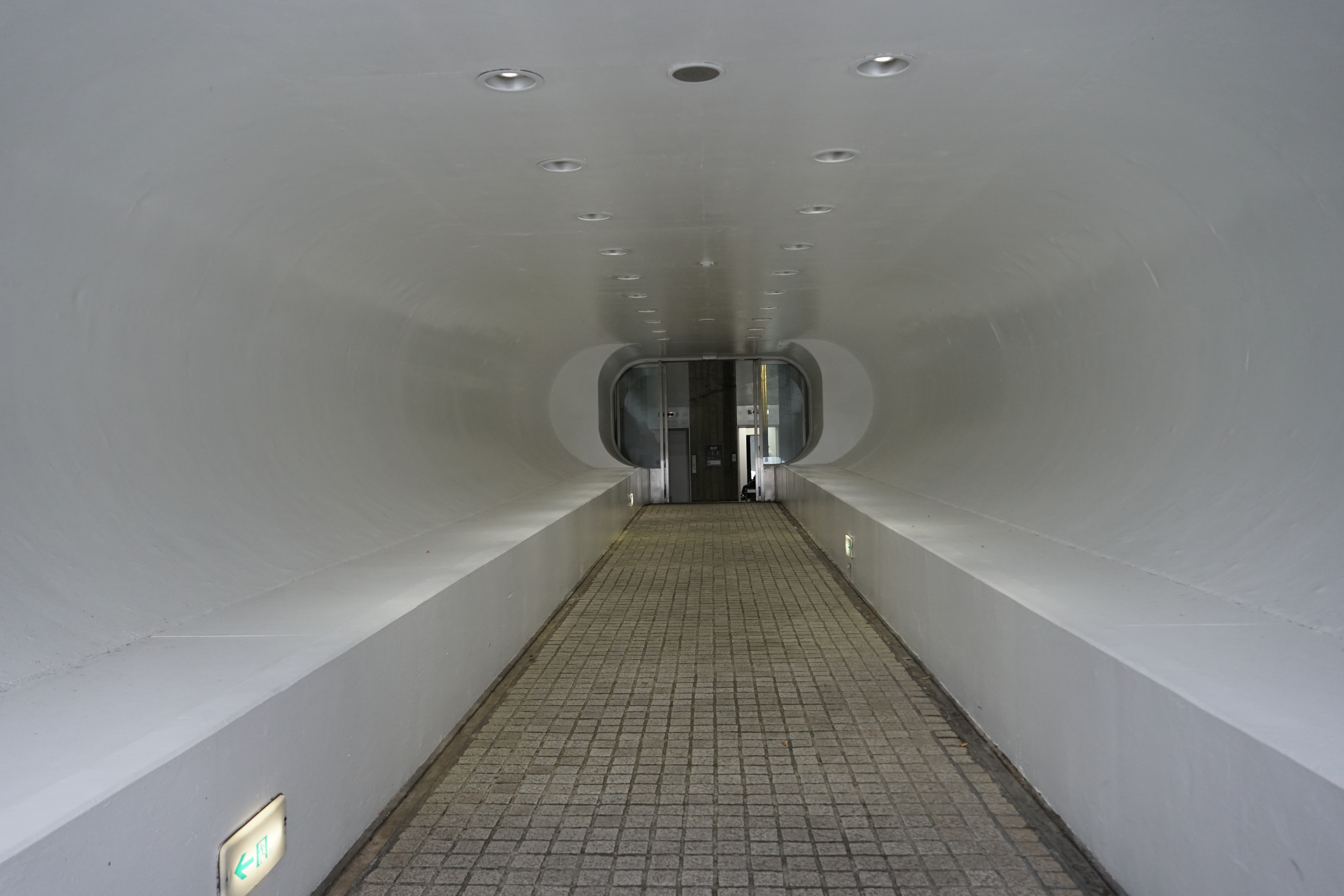White minimalist underground tunnel corridor