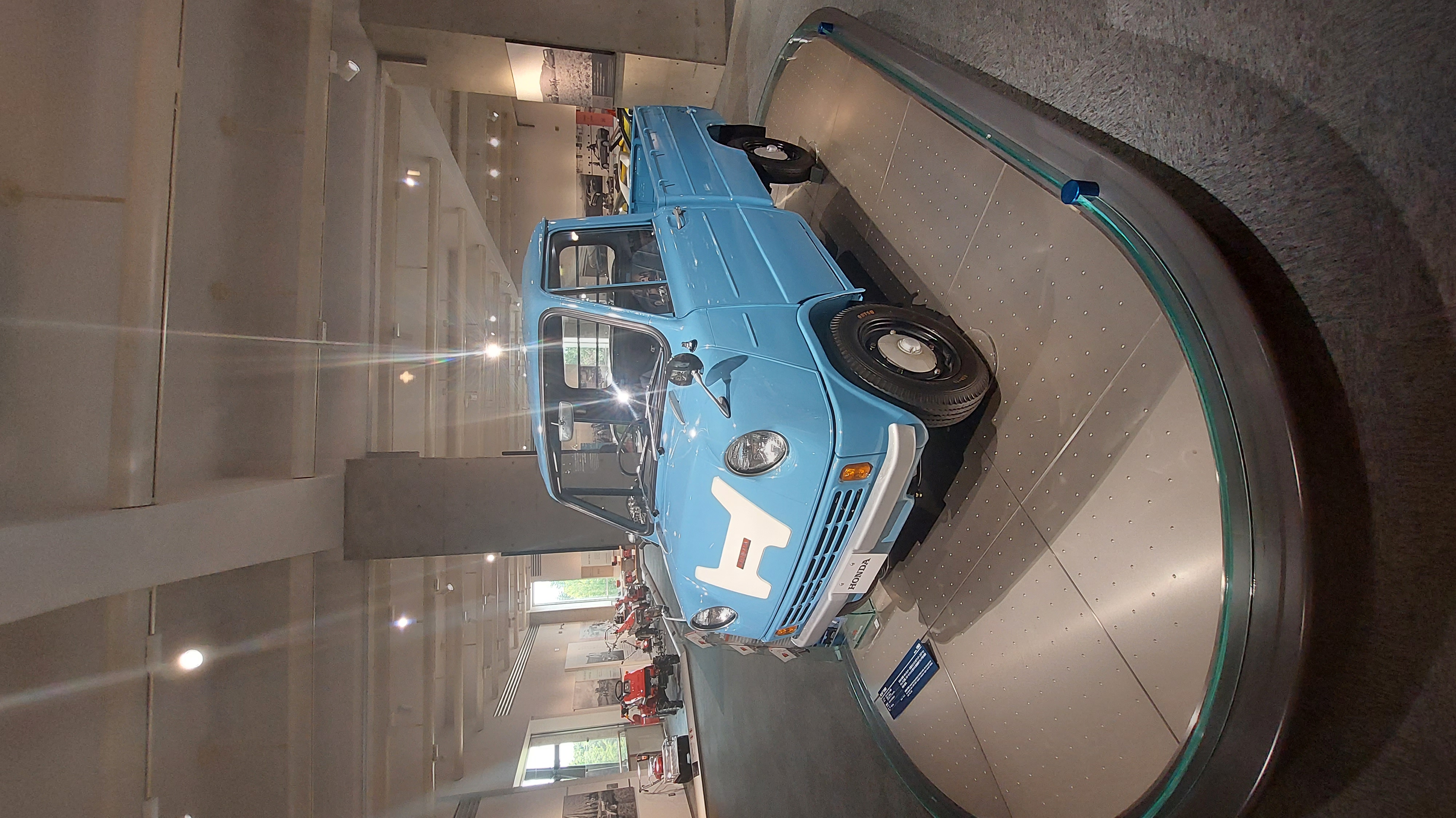 Honda T360, Honda's first four-wheeled vehicle, in light blue with the original H logo on the front