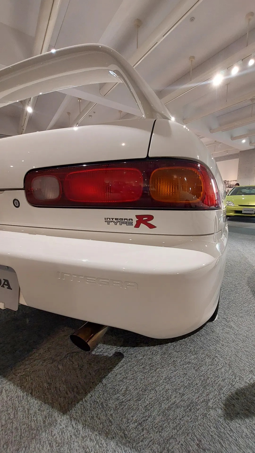 Honda Integra Type R rear badge detail on Championship White DC2