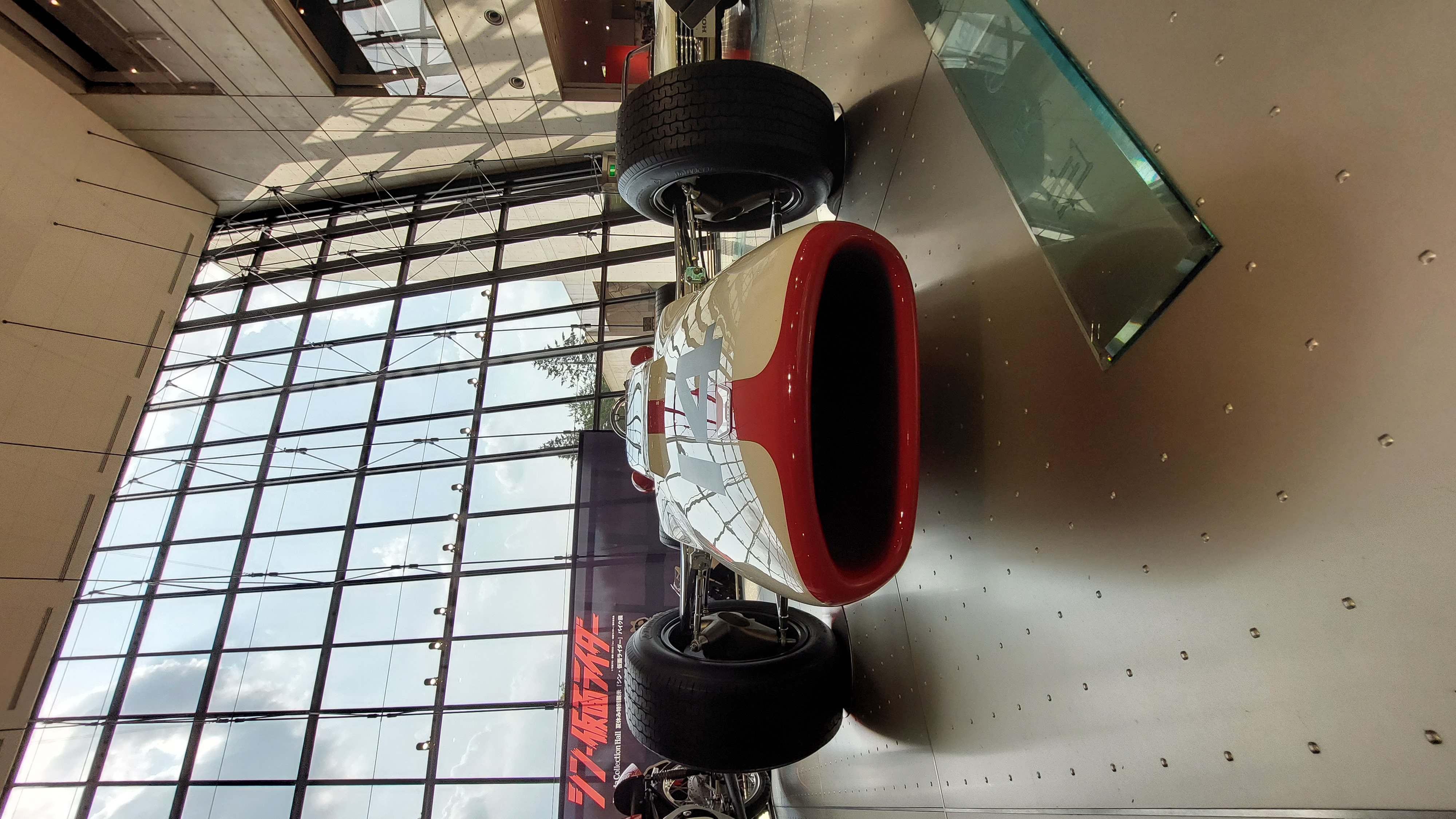 Honda RA272 Formula 1 car in the atrium, the car that won Honda's first Grand Prix at Mexico 1965