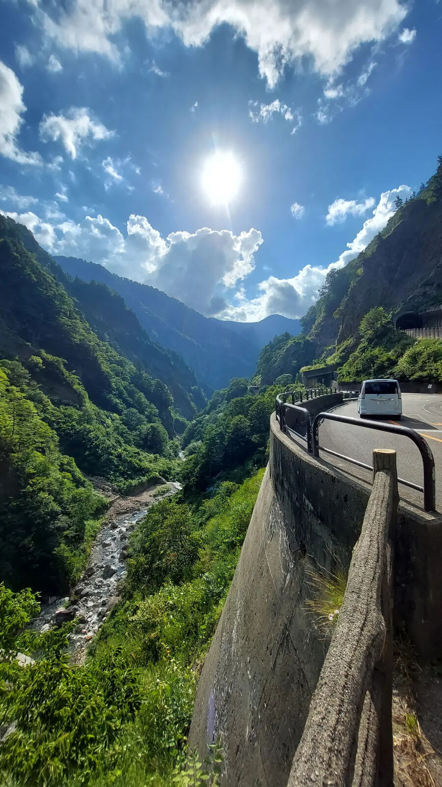 Campervan on the Hakusan White Road mountain pass