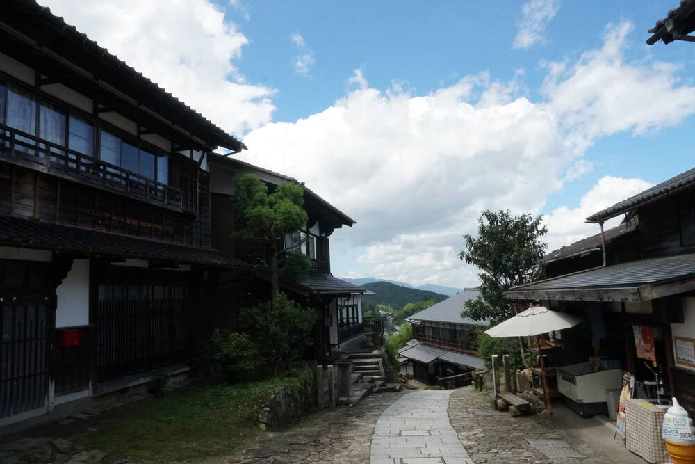 Traditional wooden houses along the Nakasendo trail in Magome