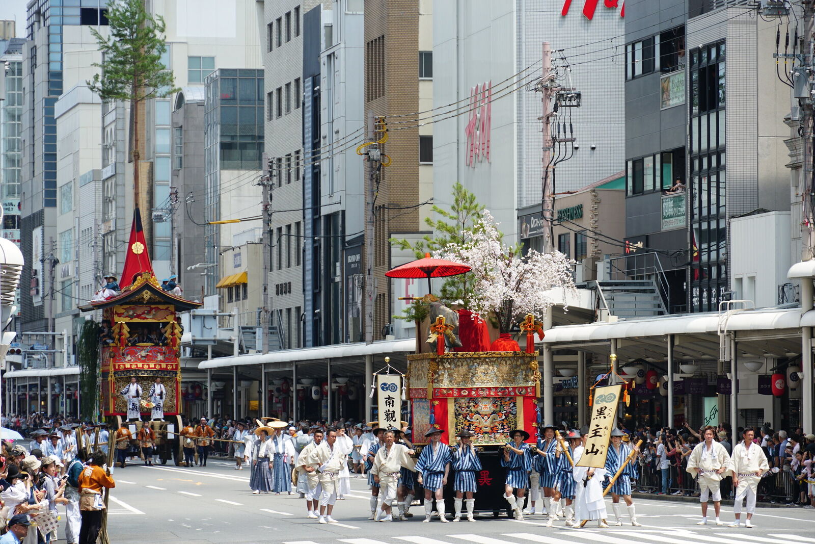 Gion Matsuri festival parade with elaborate floats in Kyoto